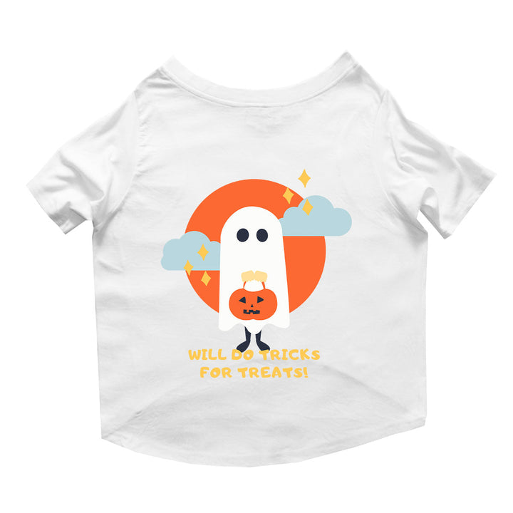 Ruse Basic Crew Neck "Will Do Tricks For Treats" Printed Half Sleeves Dog Tee