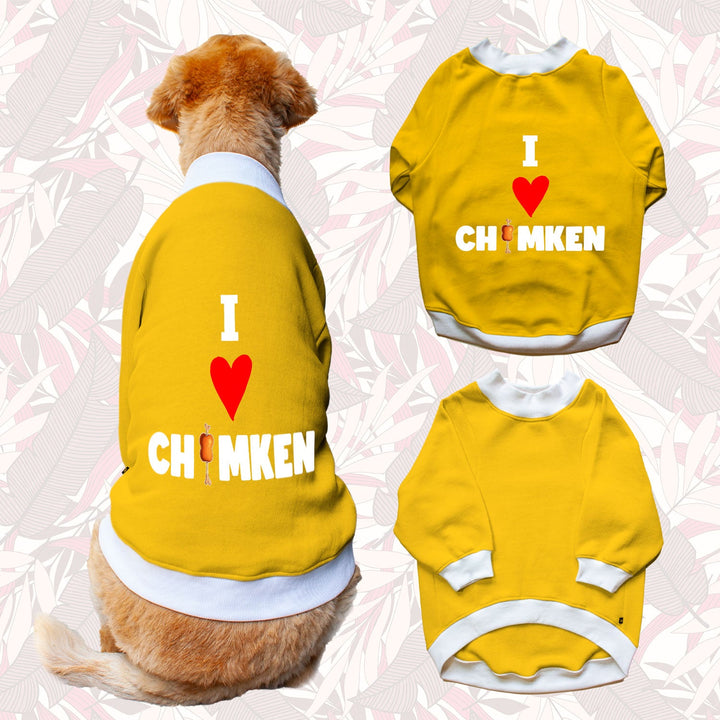 Ruse 'Basics' "I Love Chimken" Printed Crew Neck Full Sleeve Sweatshirt For Dogs