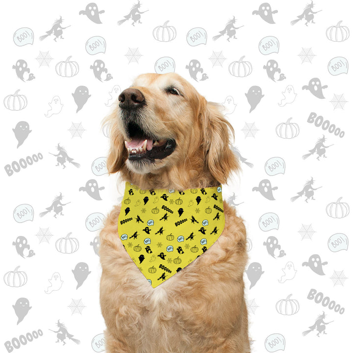 "Halloween Boo!" Printed with Allover Pint Reversible Bandana for Dogs