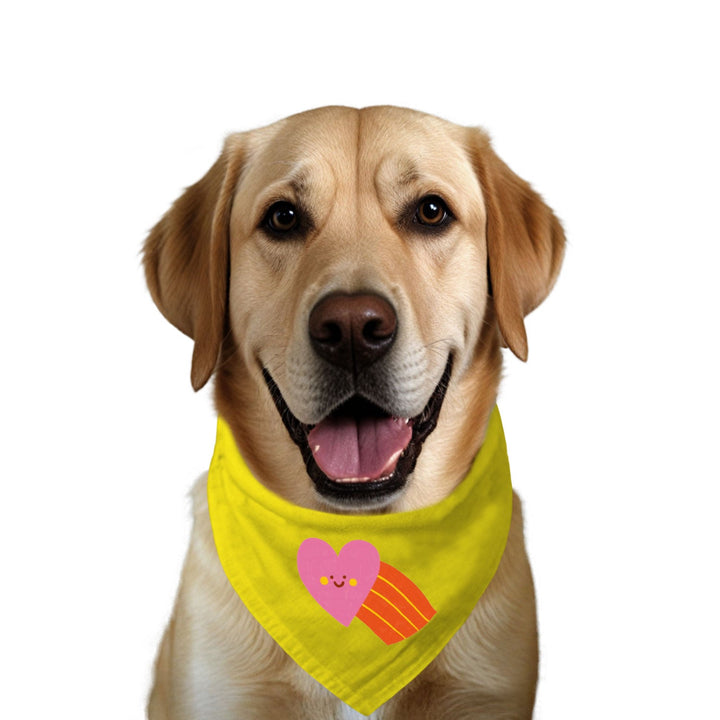 "Smiley Heartbow" Printed Dog Bandana with Anti Chafing Elastic