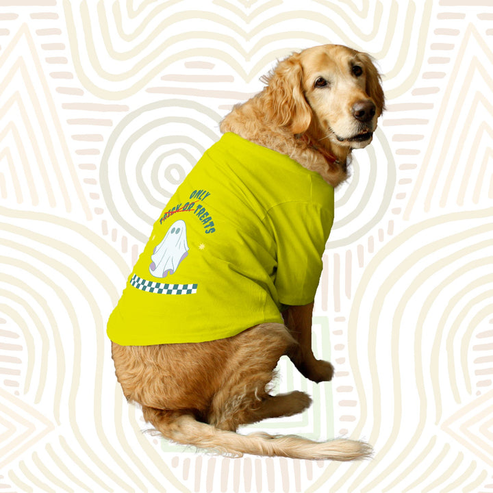 Ruse Basic Crew Neck "Only Treats" Printed Half Sleeves Dog Tee