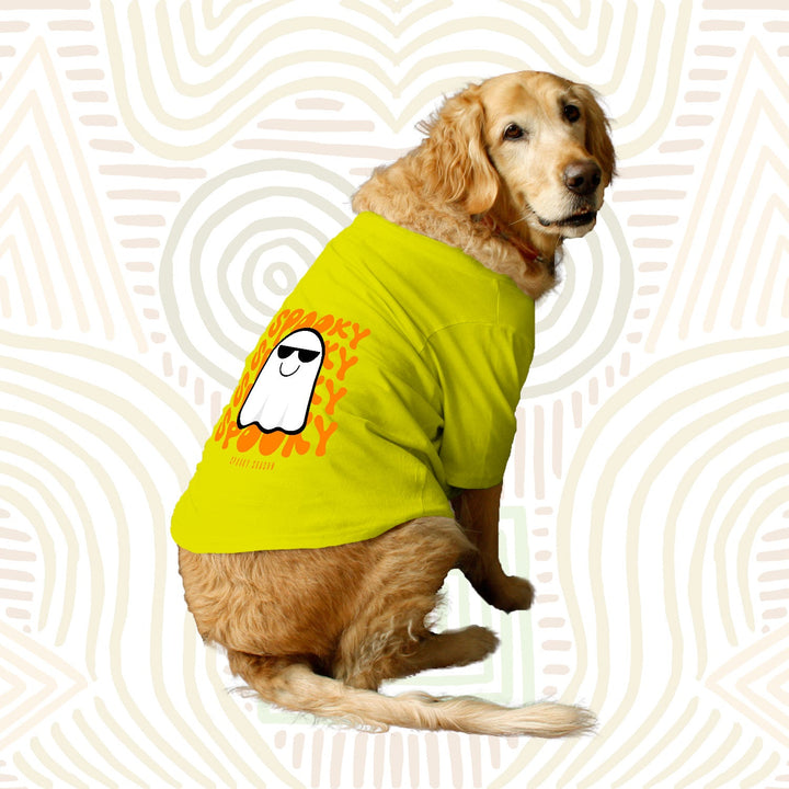 Ruse Basic Crew Neck "Spooky Halloween" Printed Half Sleeves Dog Tee