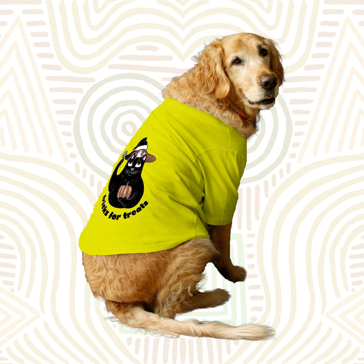 Ruse Basic Crew Neck "Tricks For Treats" Printed Half Sleeves Dog Tee