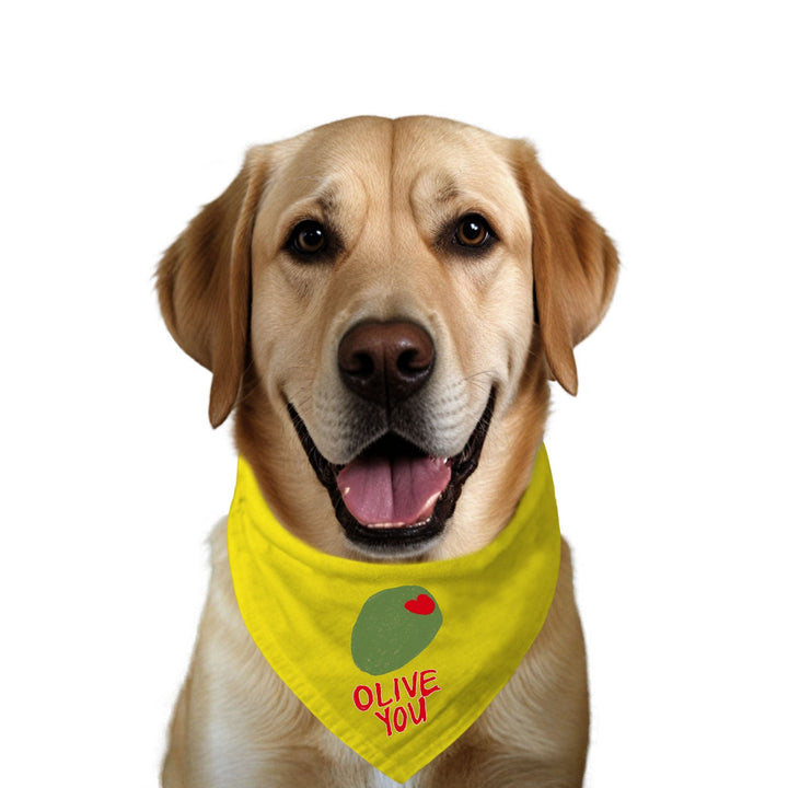 "Olive You" Printed Dog Bandana with Anti Chafing Elastic