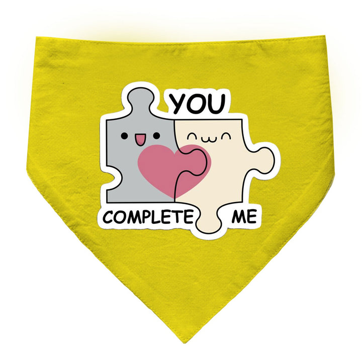 "You Complete Me" Printed Dog Bandana with Anti Chafing Elastic