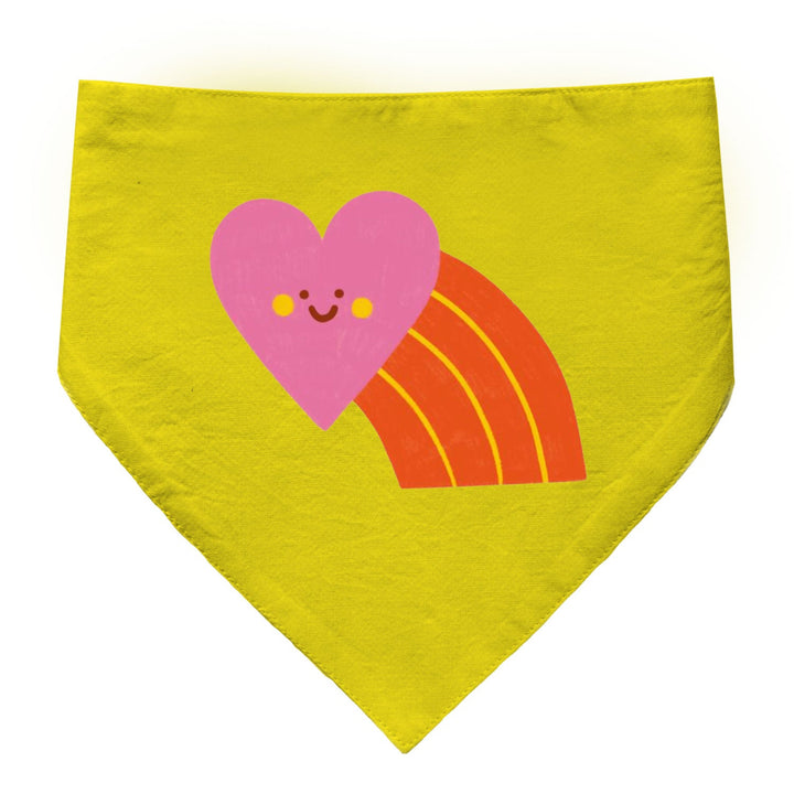 "Smiley Heartbow" Printed Dog Bandana with Anti Chafing Elastic