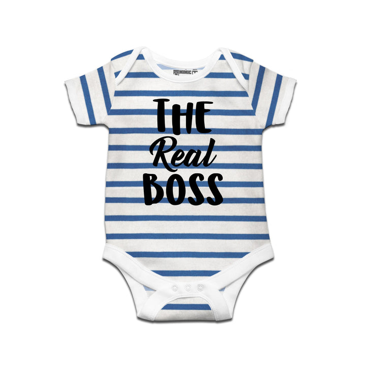 Kidswear By Ruse The Real Boss Printed Striped infant Romper For Baby